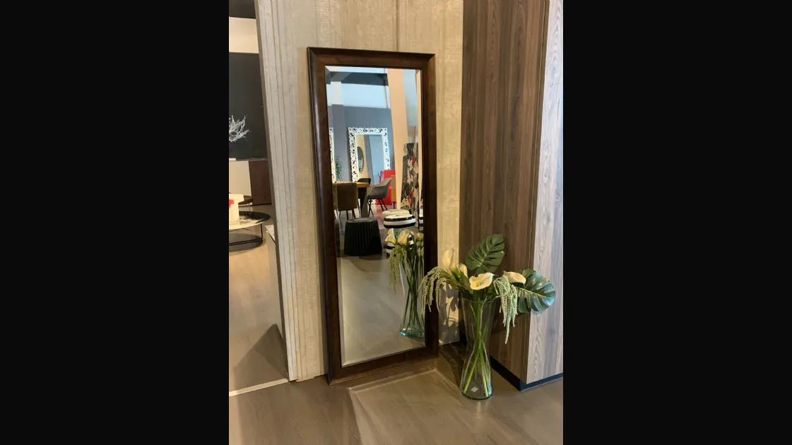Handcrafted mirror with bronze effect wooden frame