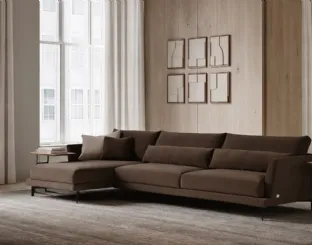 Fabric sofa with chaise longue Elton by Doimo Salotti