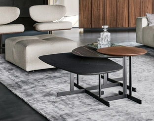 Stackable Kumo tables in wood or marble by Bonaldo