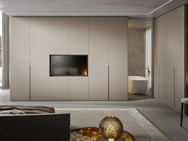 Wardrobe with hinged doors Smooth lacquered Ecrù by Veneran