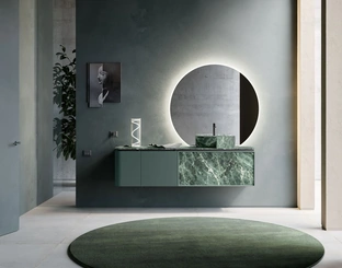 Bathroom furniture Des Evolution Deep Green 01 in lacquered and resin Alpi Green by Cerasa