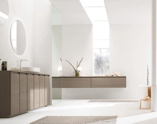 Bathroom furniture Shape 07 in barley oak by Arcom