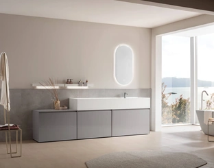 Bathroom vanity unit in lacquered glass Shape 31 by Arcom.
