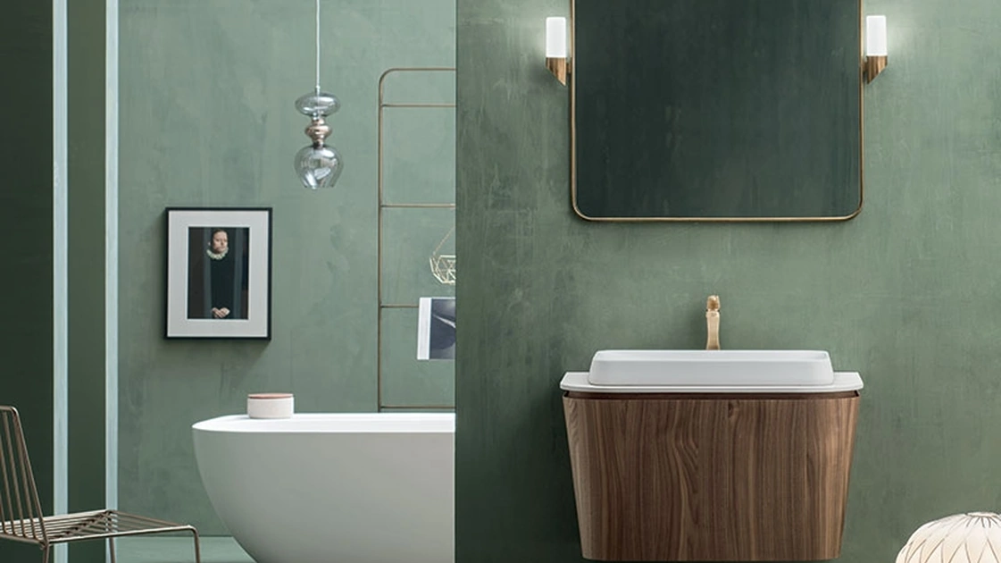 Suspended bathroom cabinet Suede 02 by Cerasa
