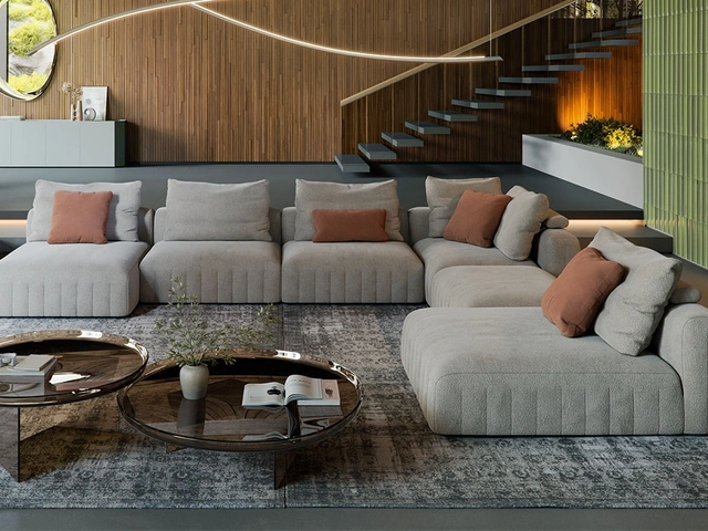 Gibson sofa with chaise by Cattelan Italia