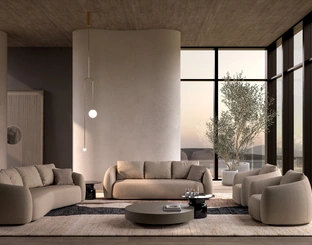 Biba Salotti's Luna upholstered fabric living room.