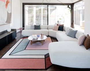 Living room with Moroso's Tender peninsula.