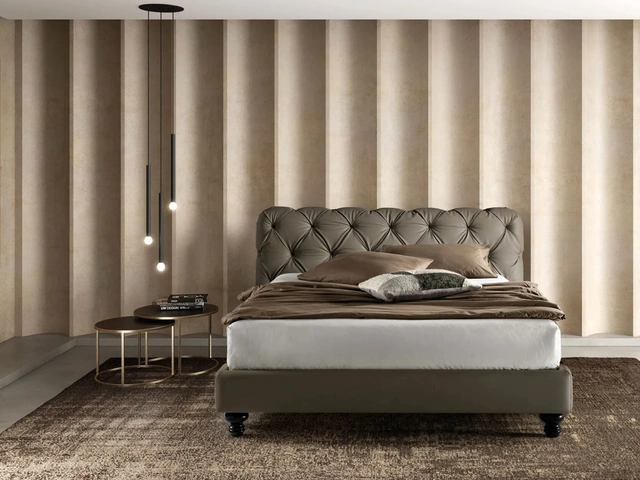 Padded bed in eco-leather with quilted headboard King by Bside