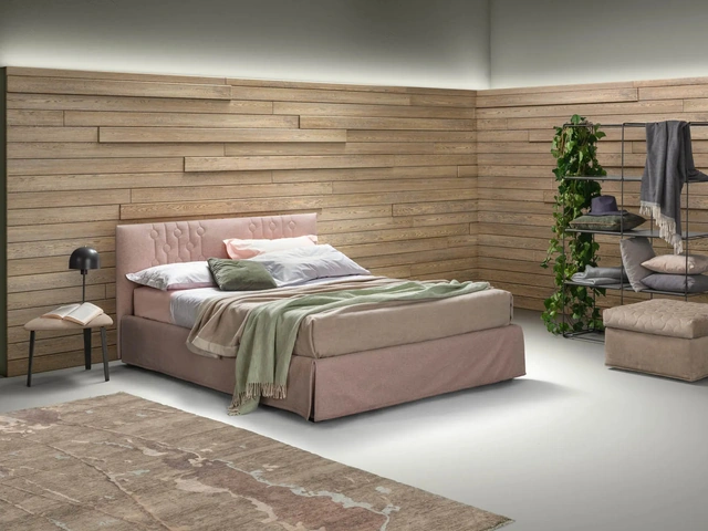 Modern fabric bed with Loop headboard by Bside.