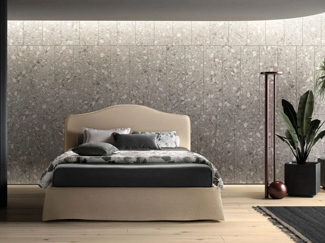 Double bed in fabric with sculpted headboard Lovely by Bside
