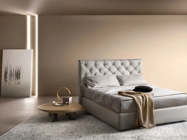 Padded bed with padded headboard 