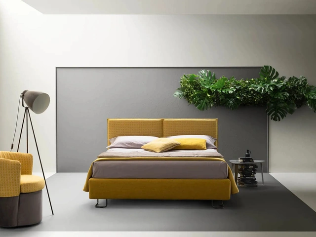 Padded bed in Twist fabric by Bside.