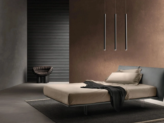Fabric bed with Curious headboard by Bside.