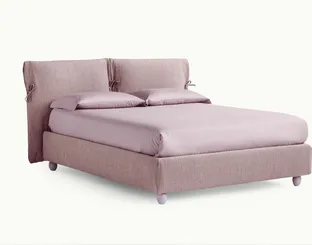 Eden Advance padded bed in fabric with headboard with Noctis flakes.