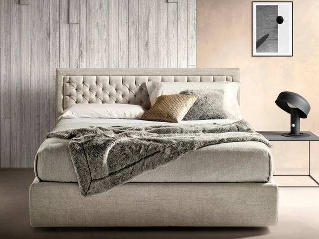 Fabric bed with quilted headboard Nest by Bside