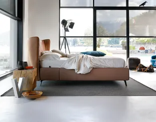 Faux leather bed with curved headboard Leonte by Noctis