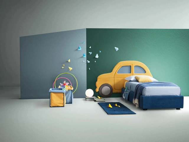 Modern fabric bed for children Car by Bside.