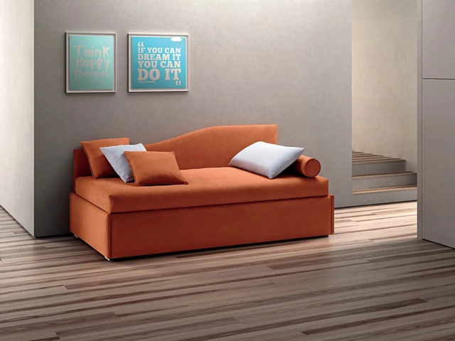 The modern Twice Central Shaped Upholstered Fabric Bed by Bside.