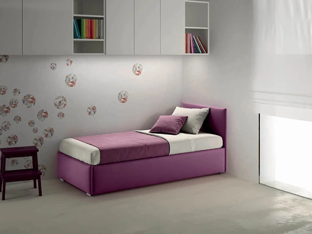 Upholstered fabric bed with removable cover and Twice headboard by Bside Bed.