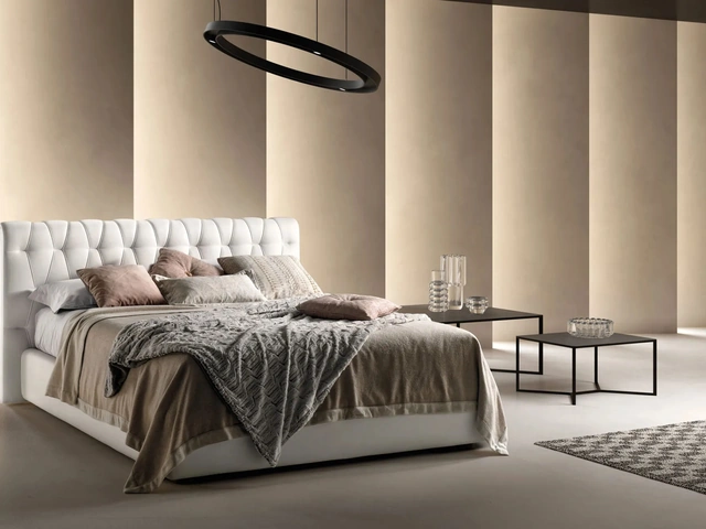 Leatherette bed with quilted headboard Unique by Bside