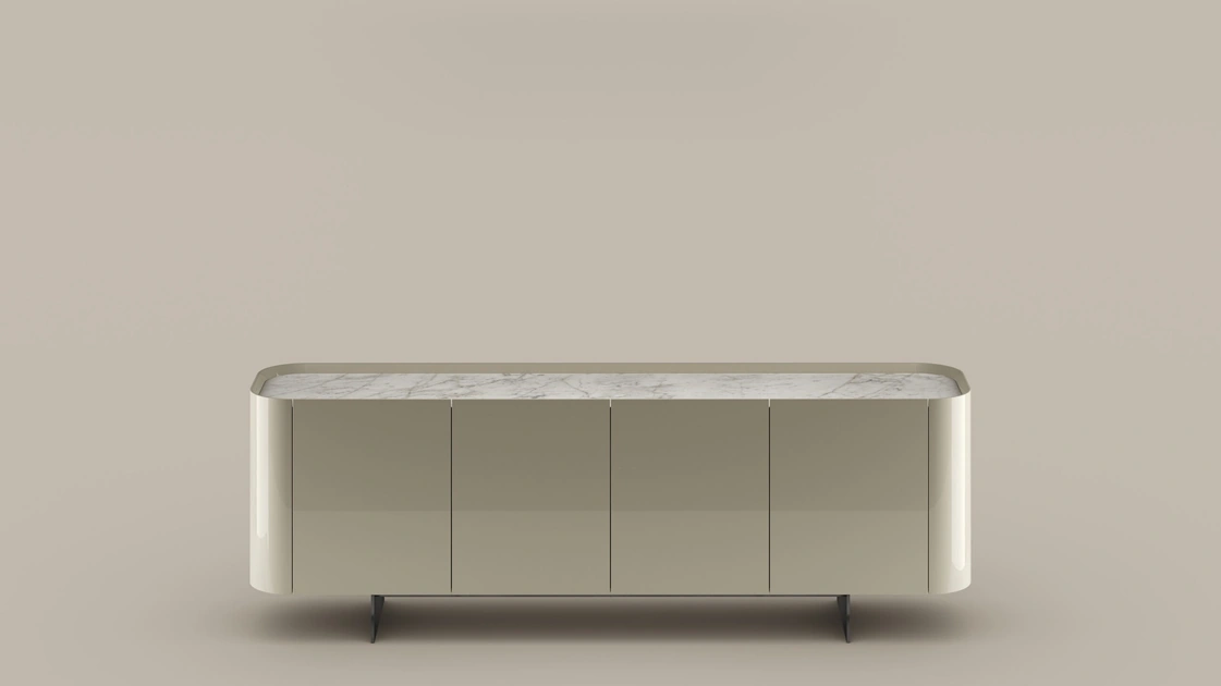 High-gloss lacquered wood sideboard Arragan by Bonaldo
