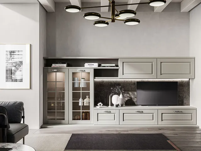 Living Asolo solid ash wood wall unit by Arredo3.