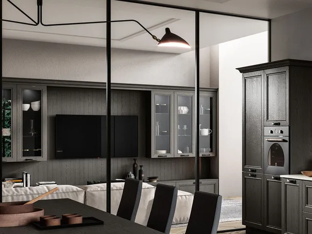 Living Opera solid ash fitted wall unit by Arredo3.