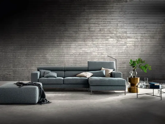 Sofa with peninsula and removable seats in Alter Special fabric by Samoa