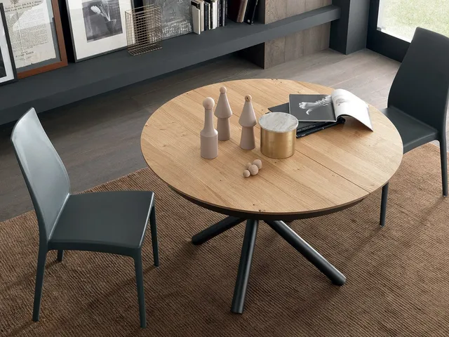 Extendable round table Fahrenheit in Oak by Altacom.