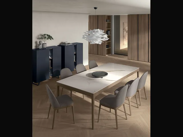 Savoy table in stoneware and wood by Tomasella.
