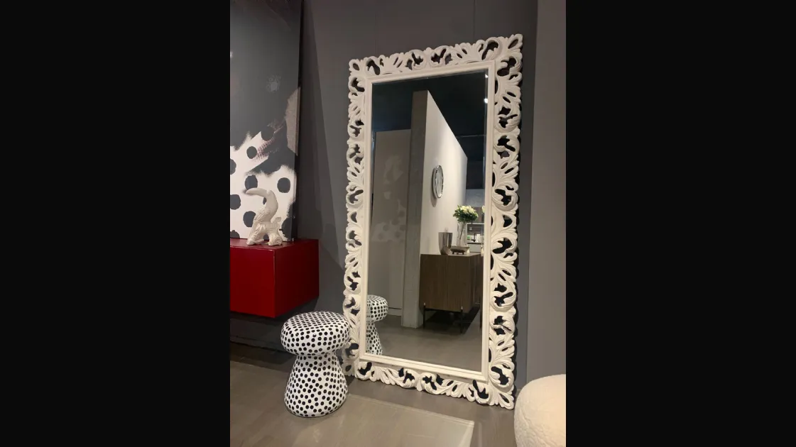 Handmade mirror with black lacquered Baroque frame