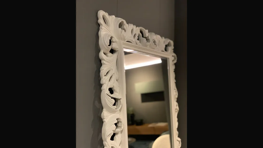 Handcrafted Mirror with Baroque Lacquered Black Frame