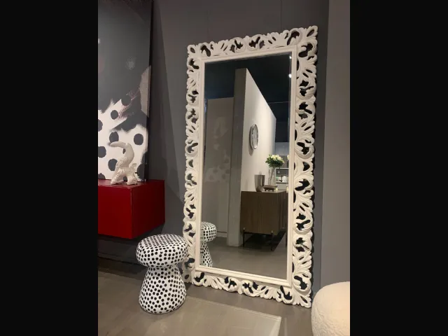 Handmade mirror with black lacquered Baroque frame