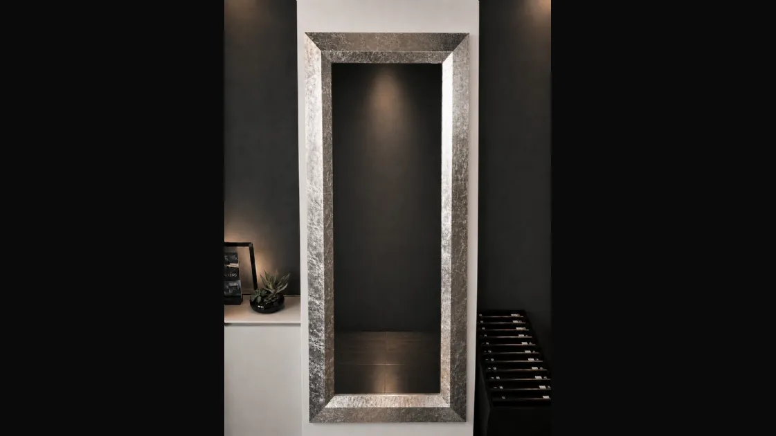 Handmade Mirror with Silver Wood Frame