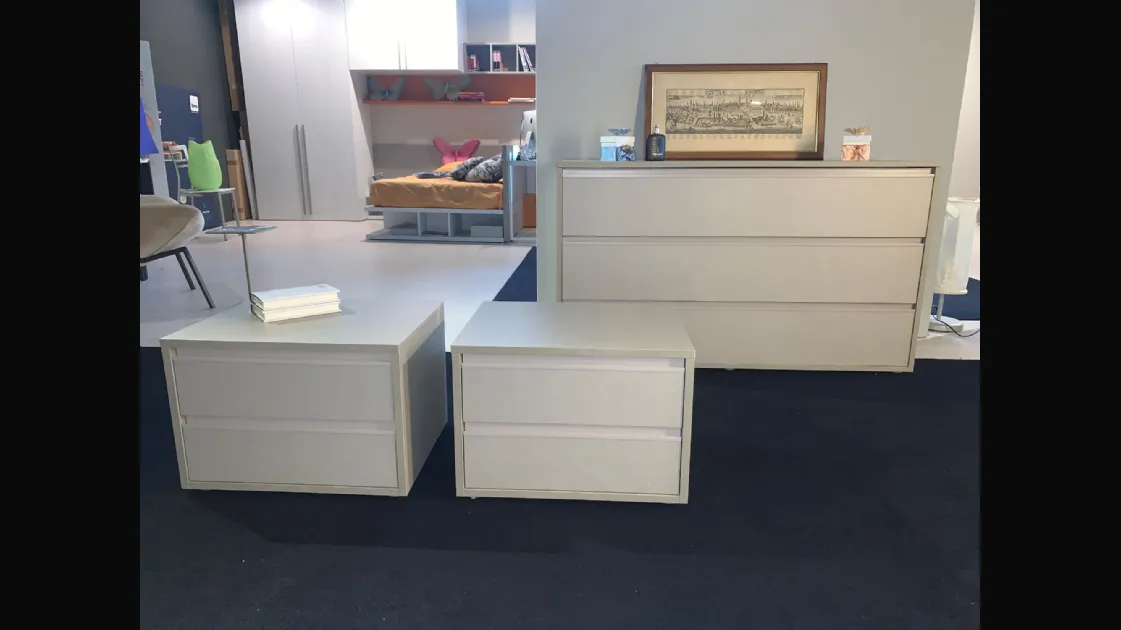Group of bedside tables and chest of drawers model Filo by Orme