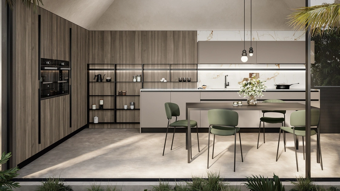 Modern Corner Kitchen Cloe 04 in lacquered and laminate by Arredo3