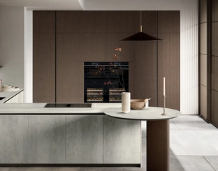 Modern Kitchen with Glass 01 Peninsula by Arredo3