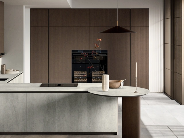 Modern Kitchen with Glass 01 Peninsula by Arredo3