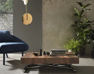 Transformable coffee table with wooden top and metal base Calypso by Altacom.
