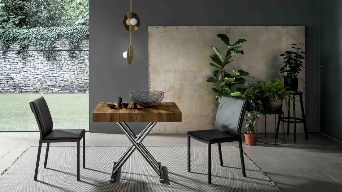 Transformable coffee table with a wooden top and metal base Calypso by Altacom