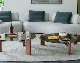 Lagoon coffee table in glass and wood by Cattelan Italia
