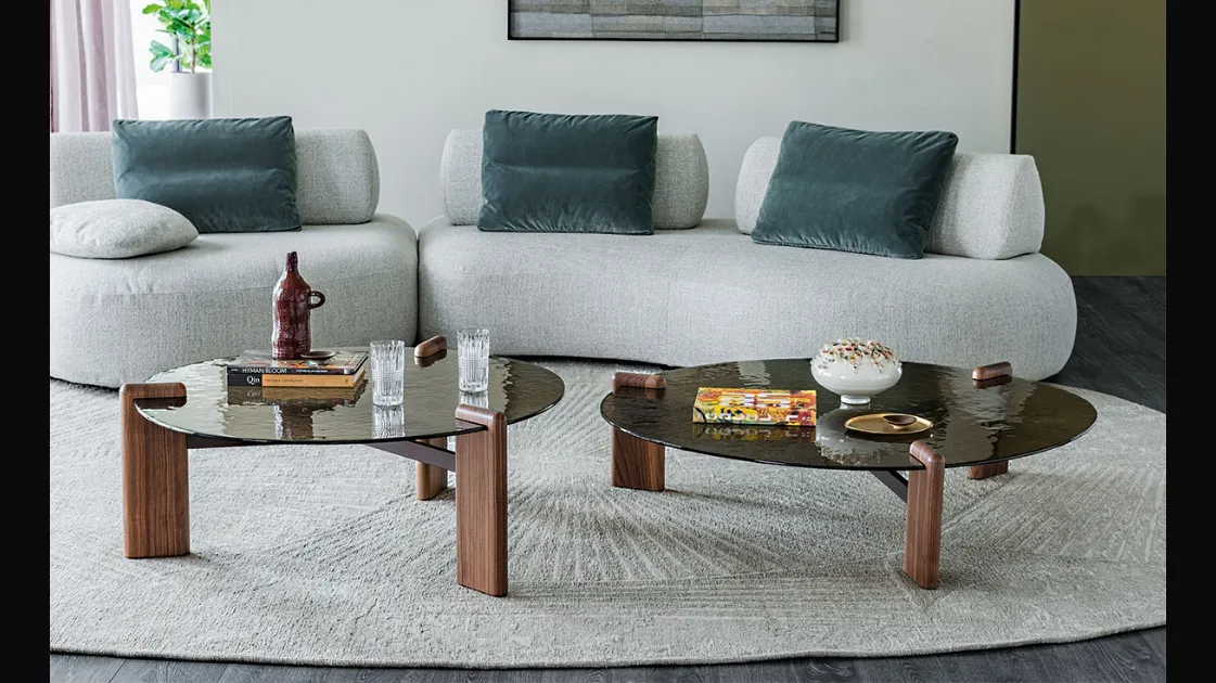 Lagoon coffee table in glass and wood by Cattelan Italia