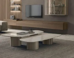 Nemo coffee table with ceramic top by Tomasella.