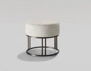Pouf Orion in padded fabric with metal base by Twils.