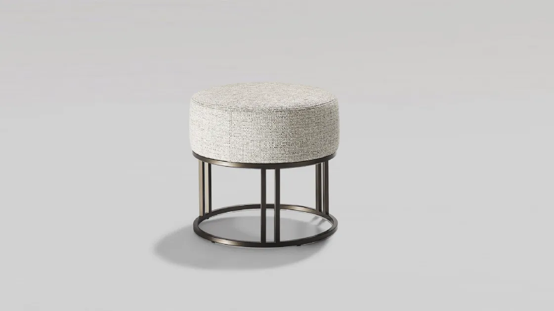 Pouf Orion in padded fabric with metal base by Twils.