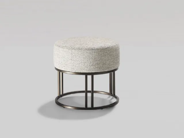 Pouf Orion in padded fabric with metal base by Twils.