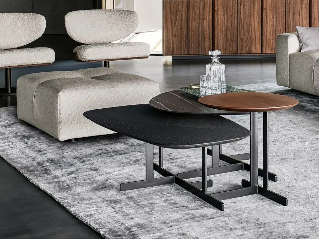 Stackable Kumo tables in wood or marble by Bonaldo