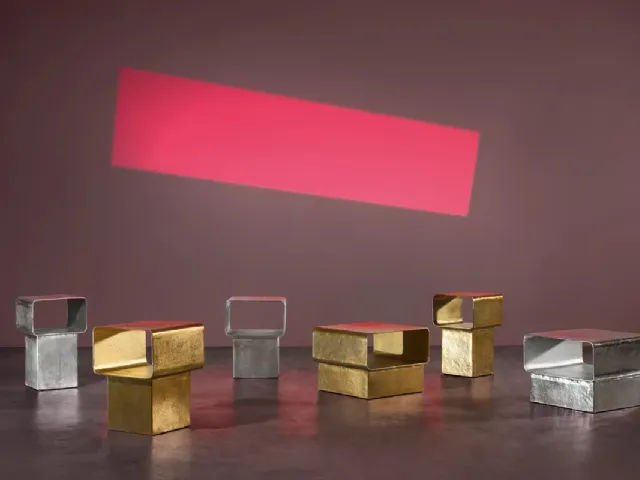 Kira coffee table in cast aluminum by Gervasoni
