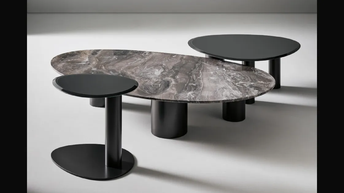Sasso coffee table in marble or crystal by Bonaldo