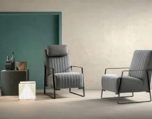 Angy fabric and leather armchair by Samoa